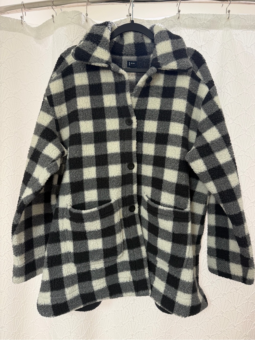 Lee Black & White Check Teddy Button-Up Jacket